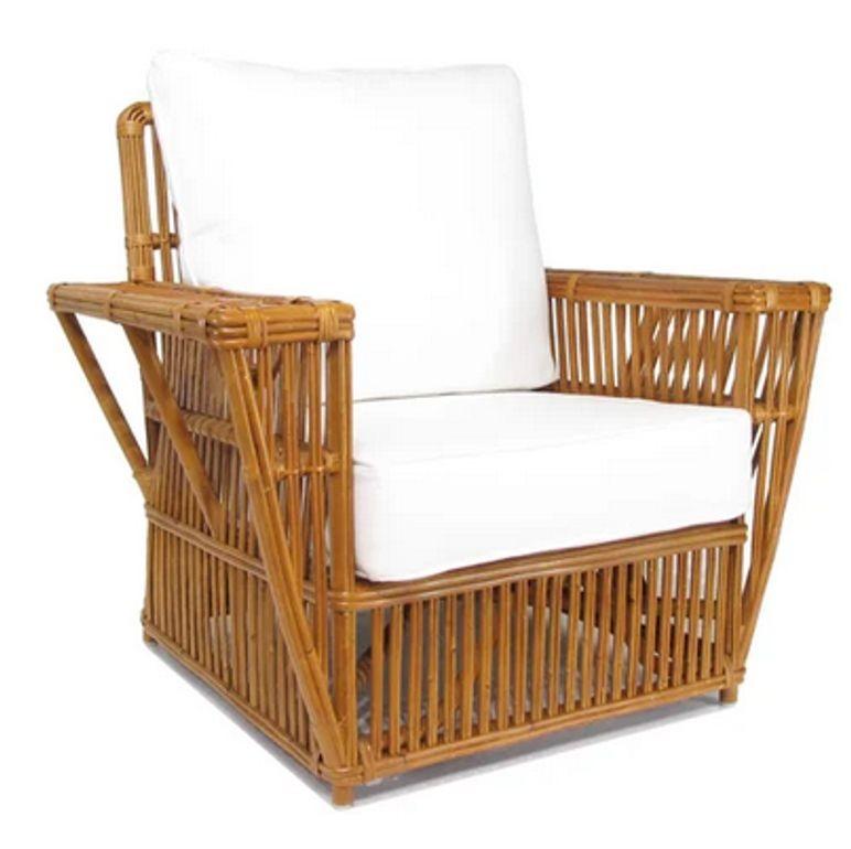 Presidents Stick Reed Rattan Nantucket Lounge Armchair and Ottoman Set For Sale 1