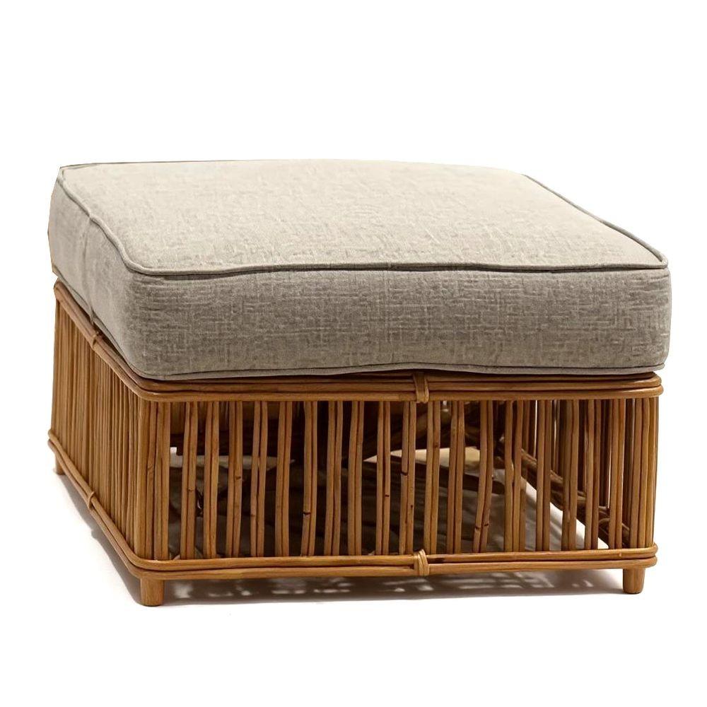 Presidents Stick Reed Rattan Nantucket Lounge Armchair and Ottoman Set For Sale 4