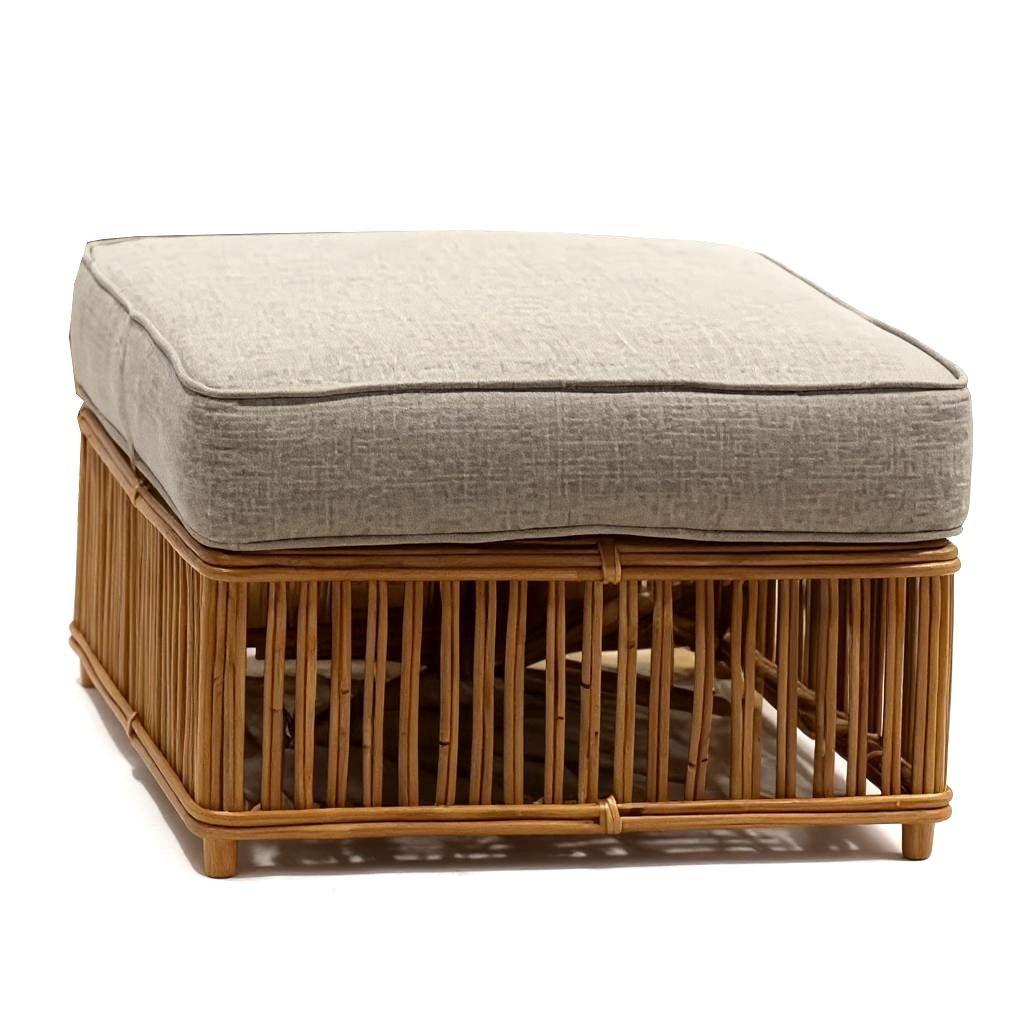 American Presidents Stick Reed Rattan Nantucket Ottoman Footstool For Sale