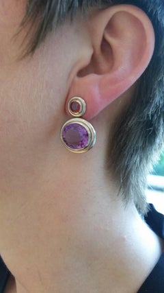 Presious Basics White Gold Earrings with Rubies and Amethysts 20.50 Carat