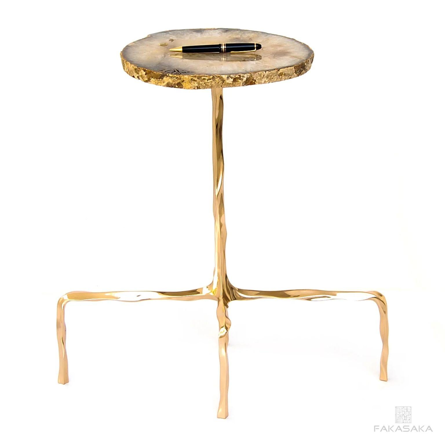 Modern Presley Drink Table with Agate Top by Fakasaka Design For Sale