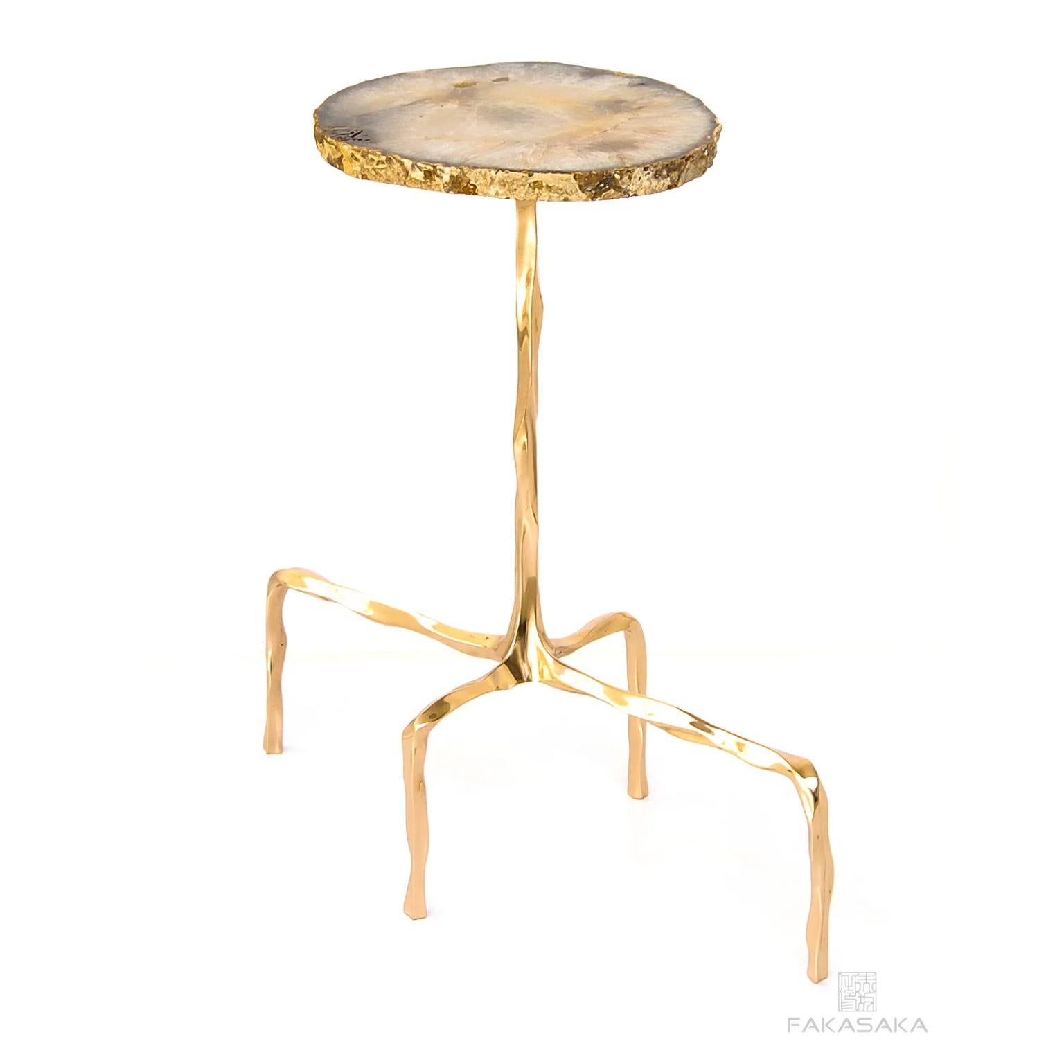 Brazilian Presley Drink Table with Agate Top by Fakasaka Design For Sale