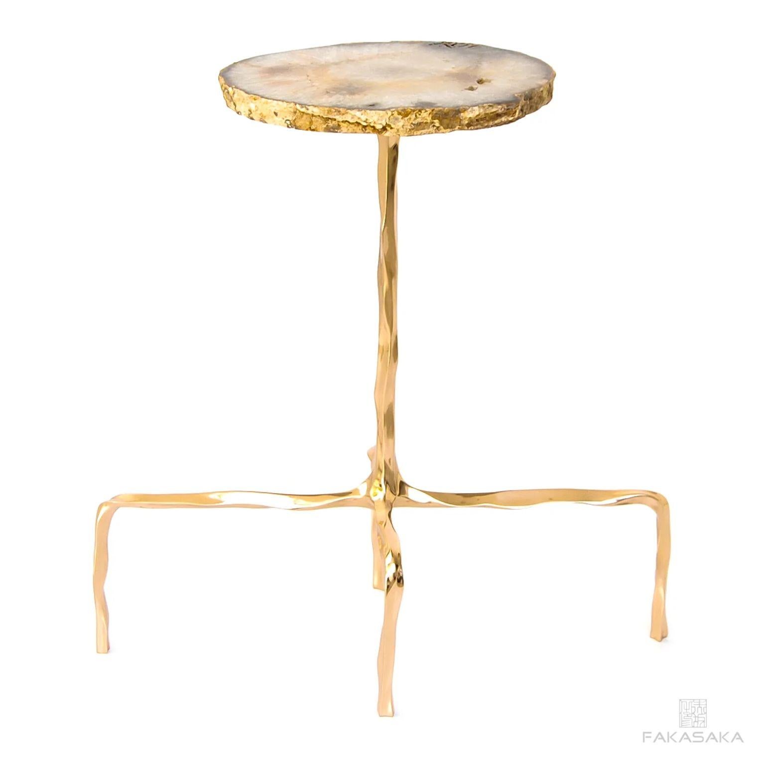 Contemporary Presley Drink Table with Agate Top by Fakasaka Design For Sale