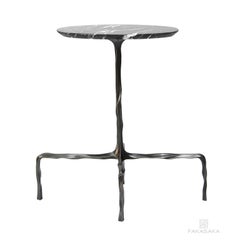 Presley Drink Table with Nero Marquina Marble Top by Fakasaka Design