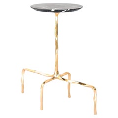Presley Drink Table with Nero Marquina Marble Top by Fakasaka Design