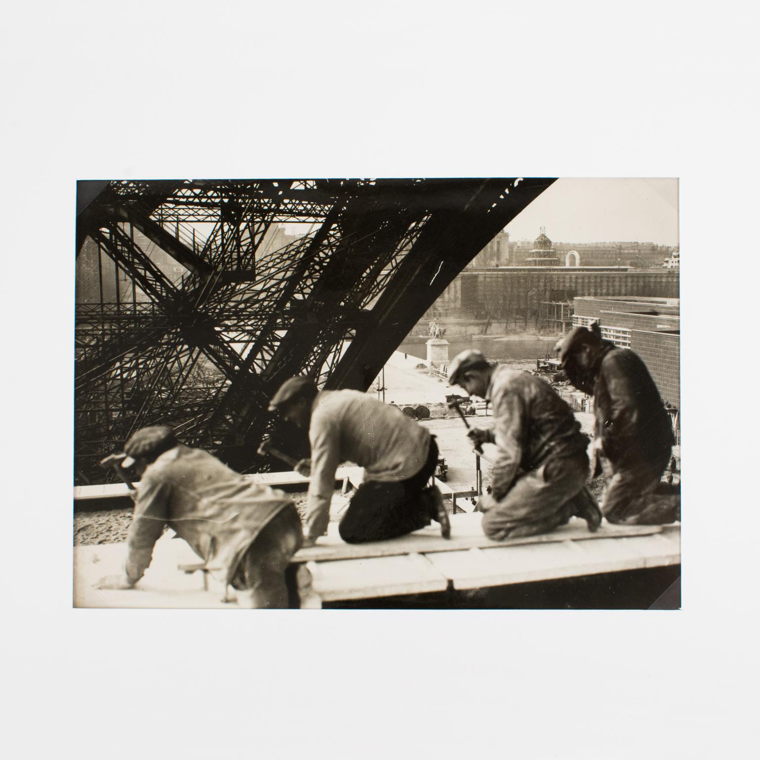 Paris International Exhibition w Eiffel Tower, Silver Gelatin B and W Photograph - Black Landscape Photograph by Press Agency MONDIAL