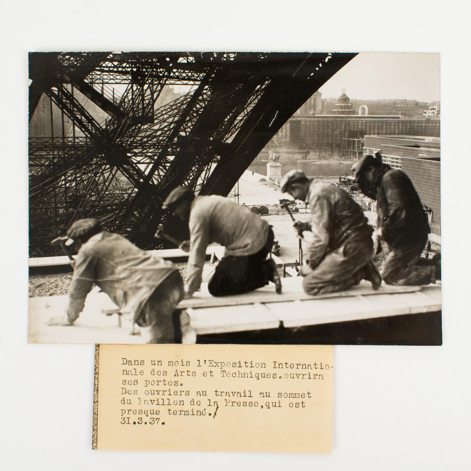 Paris International Exhibition w Eiffel Tower, Silver Gelatin B and W Photograph For Sale 1