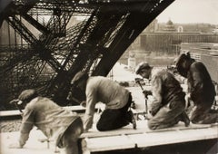 Paris International Exhibition w Eiffel Tower, Silver Gelatin B and W Photograph