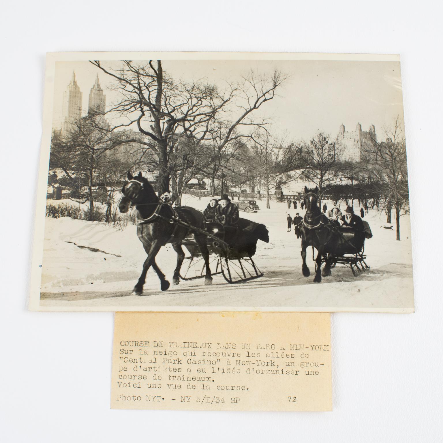 Sled Race in Central Park, 1934 Silver Gelatin Black-White Photography Framed For Sale 9