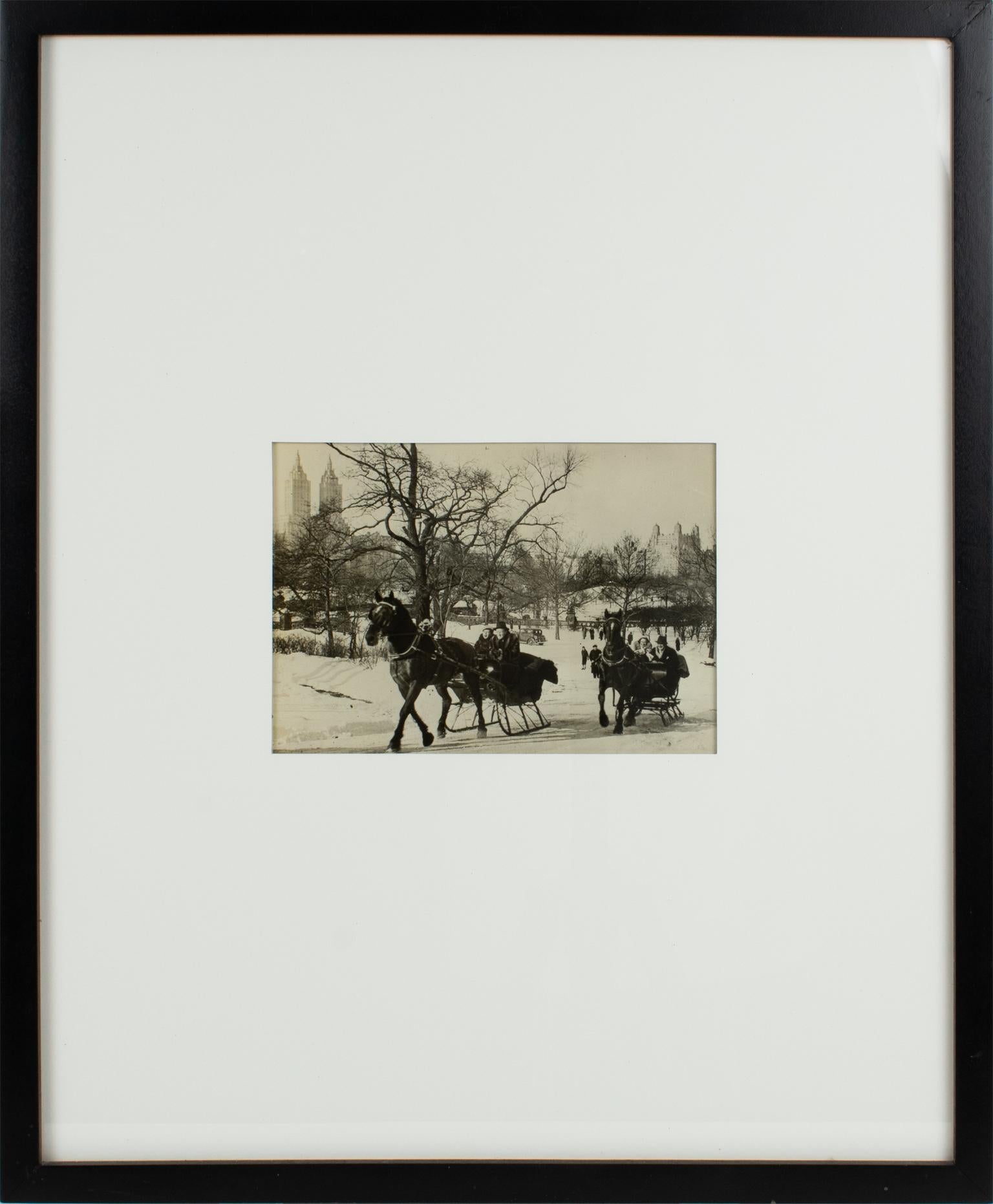 An original silver gelatin black and white photograph by Press Agency New York Times office in Paris (Wide World Photos.) Sled race in Central Park, New York, 1934.
Features:
Original silver gelatin print photography framed.
Press Agency New York