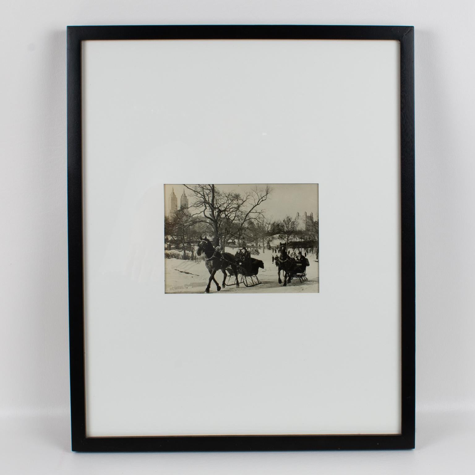 Sled Race in Central Park, 1934 Silver Gelatin Black-White Photography Framed For Sale 2