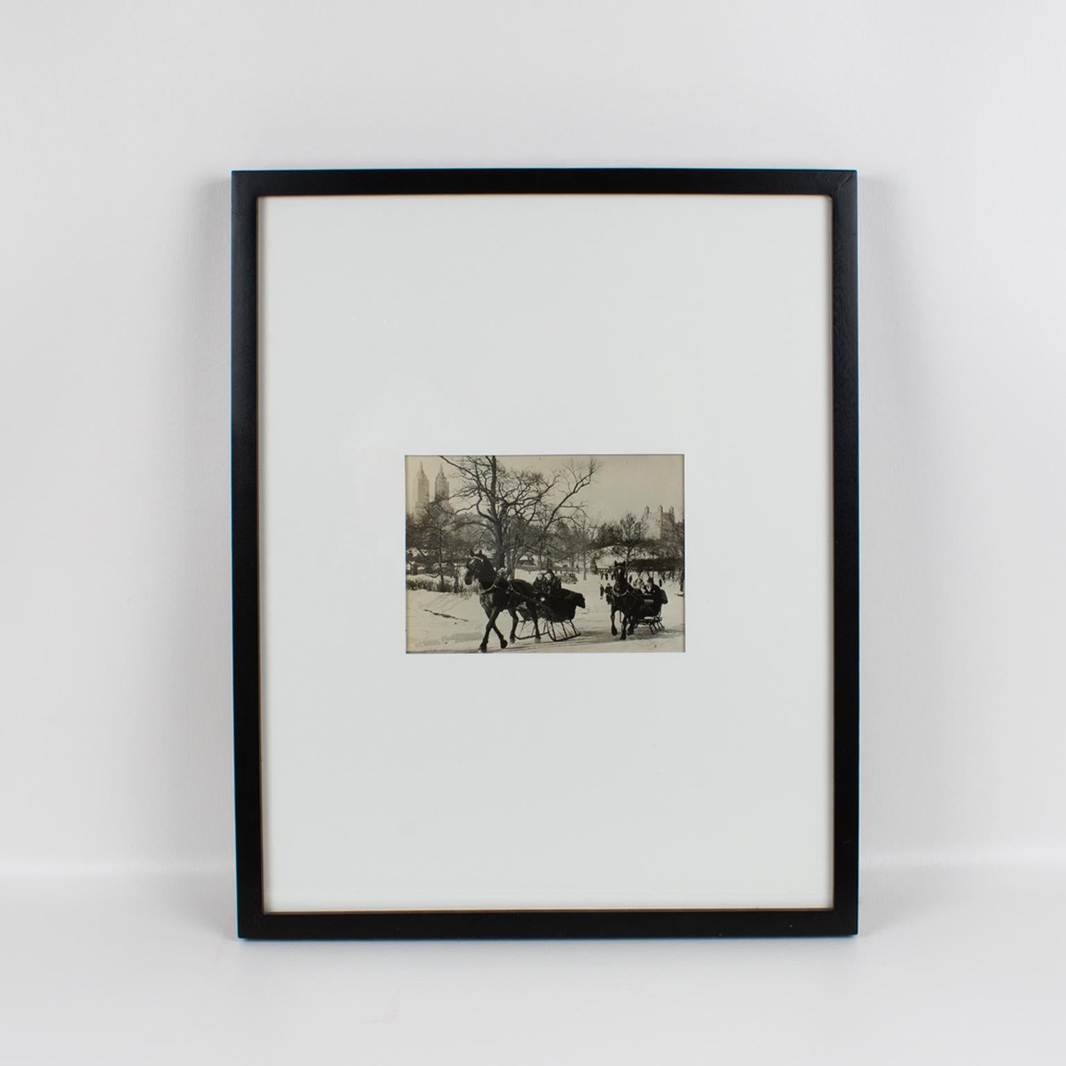 Sled Race in Central Park, 1934 Silver Gelatin Black-White Photography Framed For Sale 4