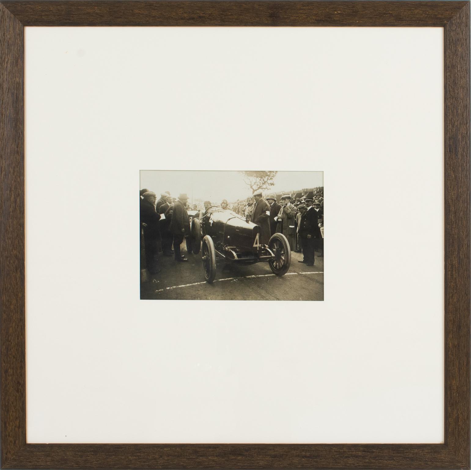 Car Race in France, 1913 - Silver Gelatin Black and White Photography, Framed 1