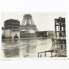 Paris 1937 Exhibition Construction w Eiffel Tower Silver Gelatin B/W Photography