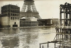 Esposizione Internazionale di Parigi e Torre Eiffel Fotografia alla gelatina d'argento in B/N