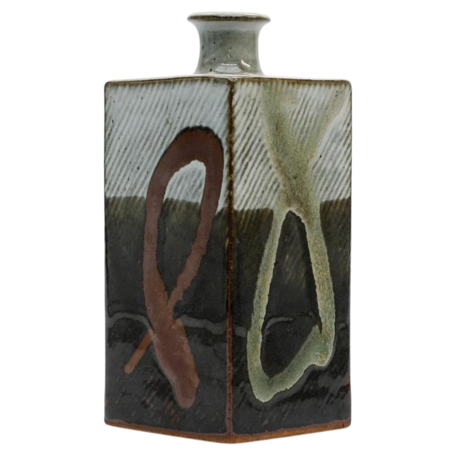 Press Molded Bottle by Japanese National Living Treasure Tatsuzo Shimaoka