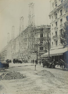 Boulevard Haussmann Construction, Paris, Silver Gelatin B and W Photography 1926