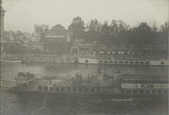 Paris, Ausstellung für dekorative Kunst 1925, Barge auf der Seine, B und W Fotografie