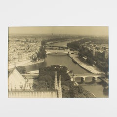 View from Notre Dame de Paris Cathedral 1950, Silver Gelatin B and W Photography
