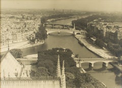 View from Notre Dame de Paris Cathedral 1950, Silver Gelatin B and W Photography