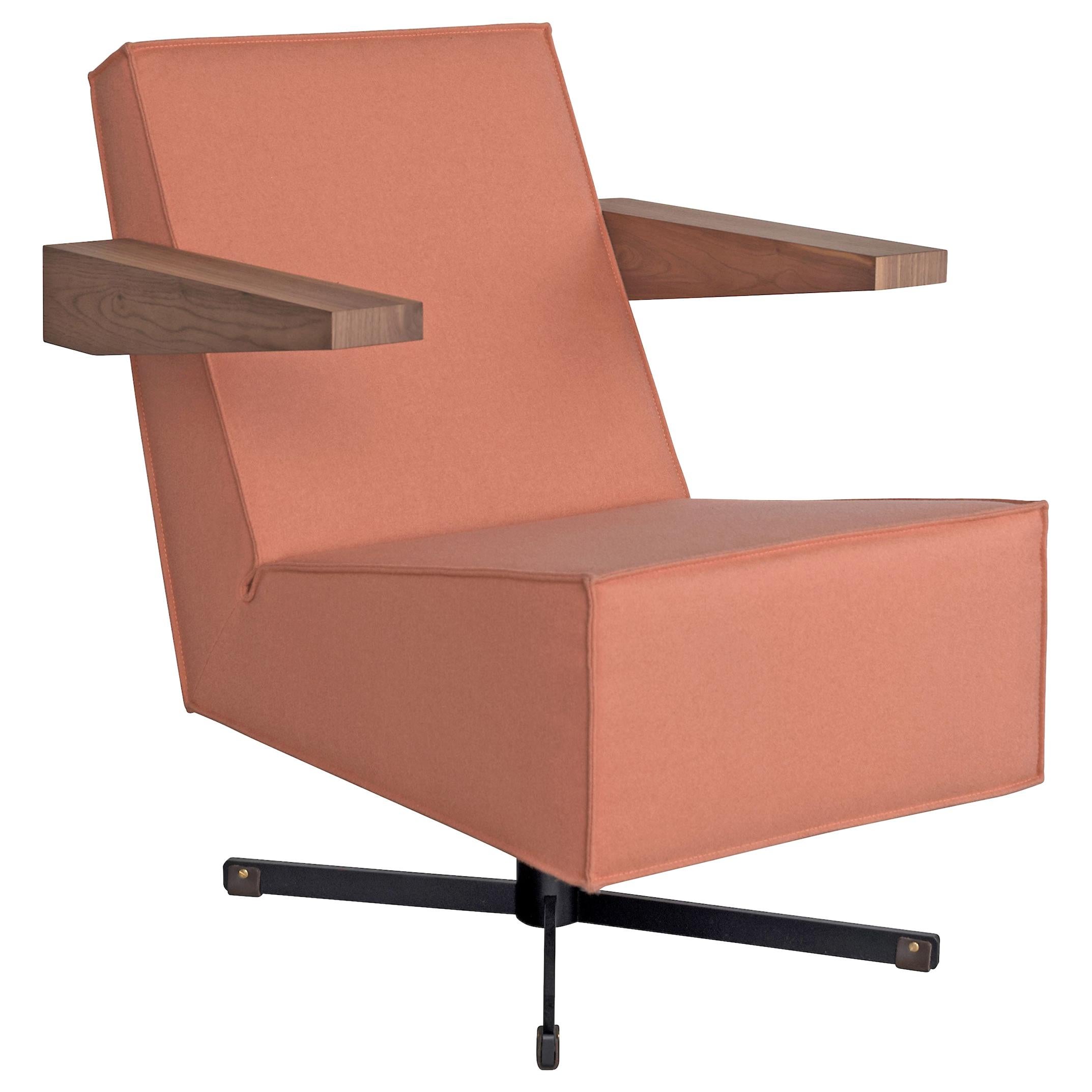 Press Room Chair in Coral Pink, Designed in 1958 by Gerrit Rietveld For Sale