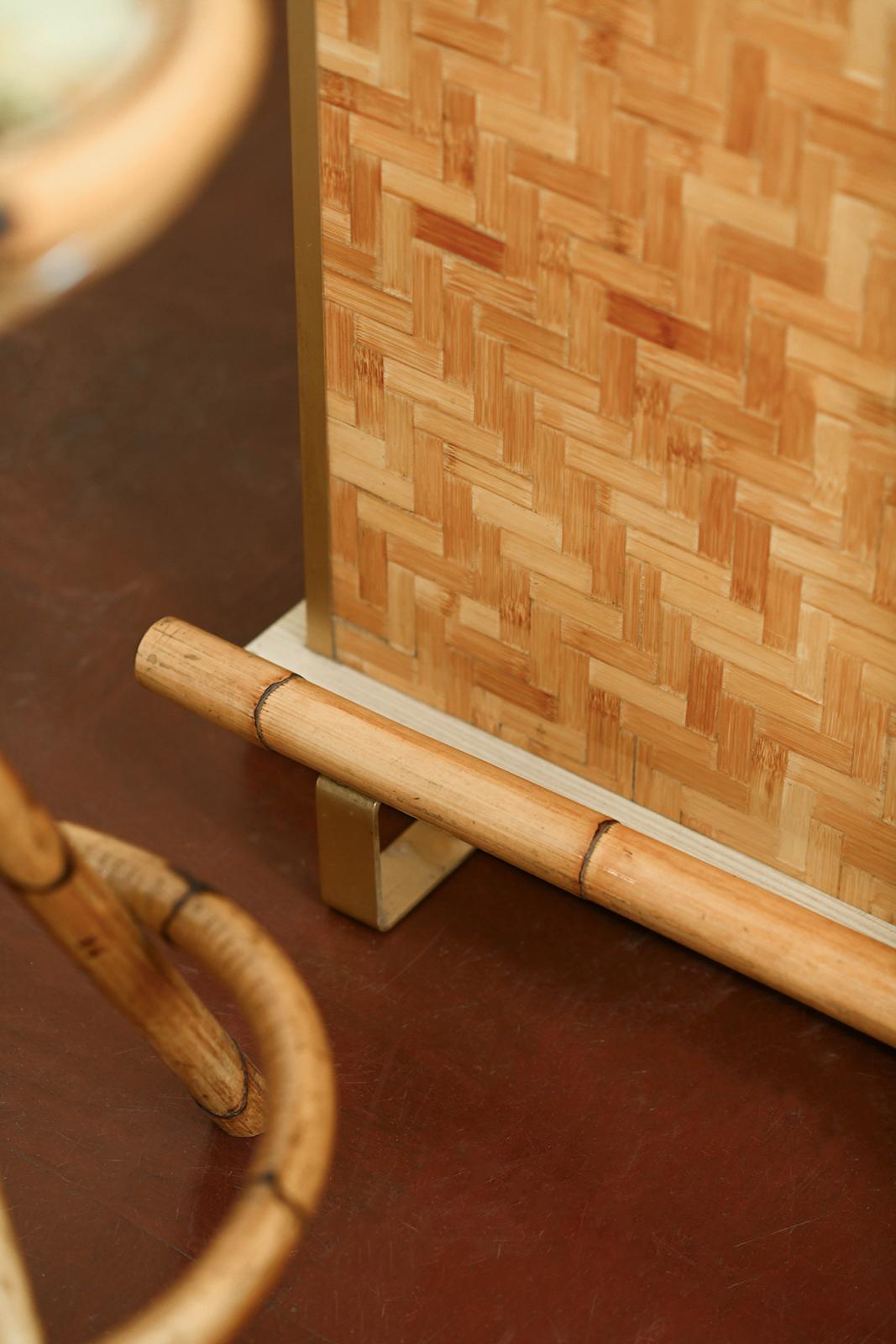 Pressed bamboo bar cabinet, complete with bamboo stools, 1970s 3