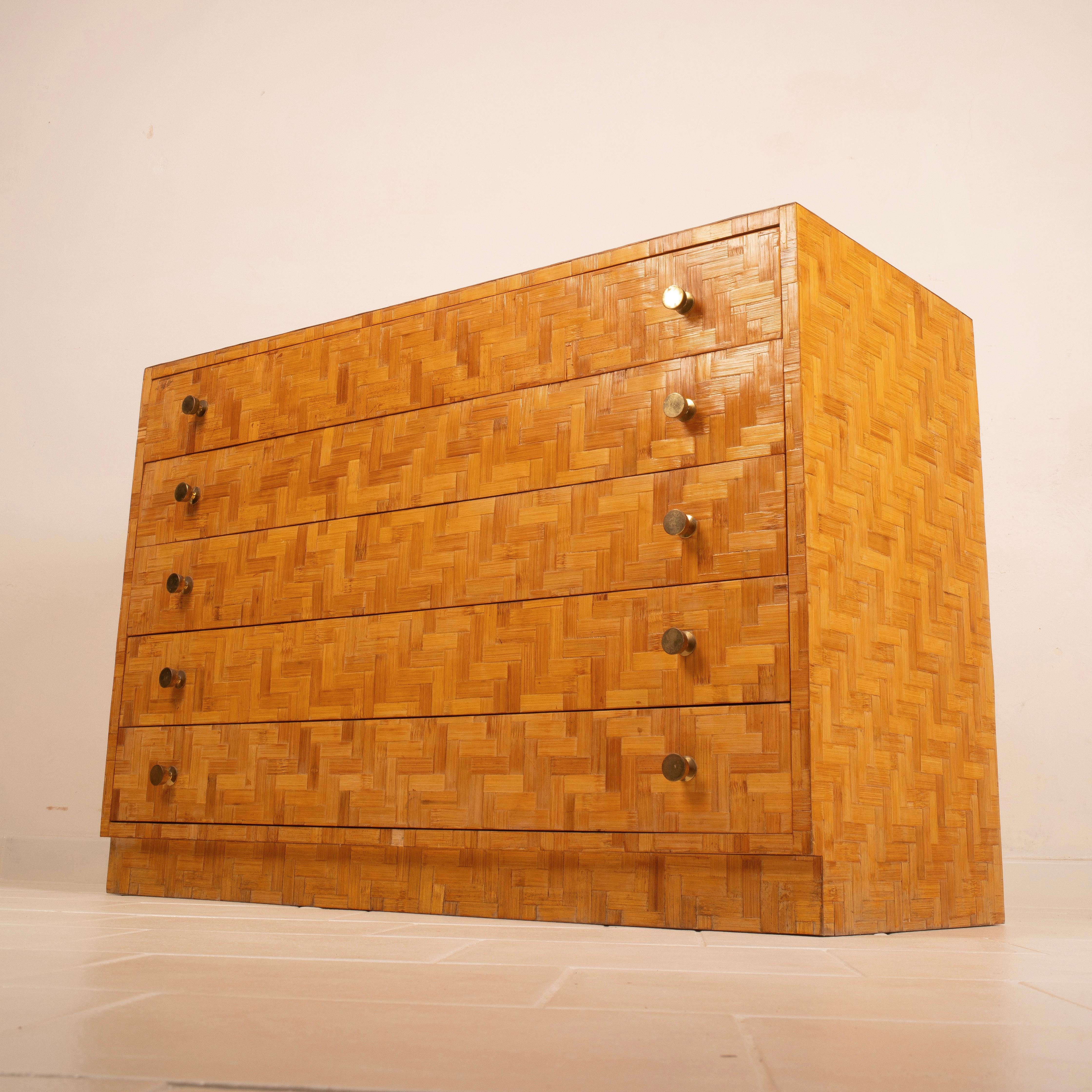 Pressed Bamboo Chest of Drawers by Vivai del Sud, 1970 in vendita 3