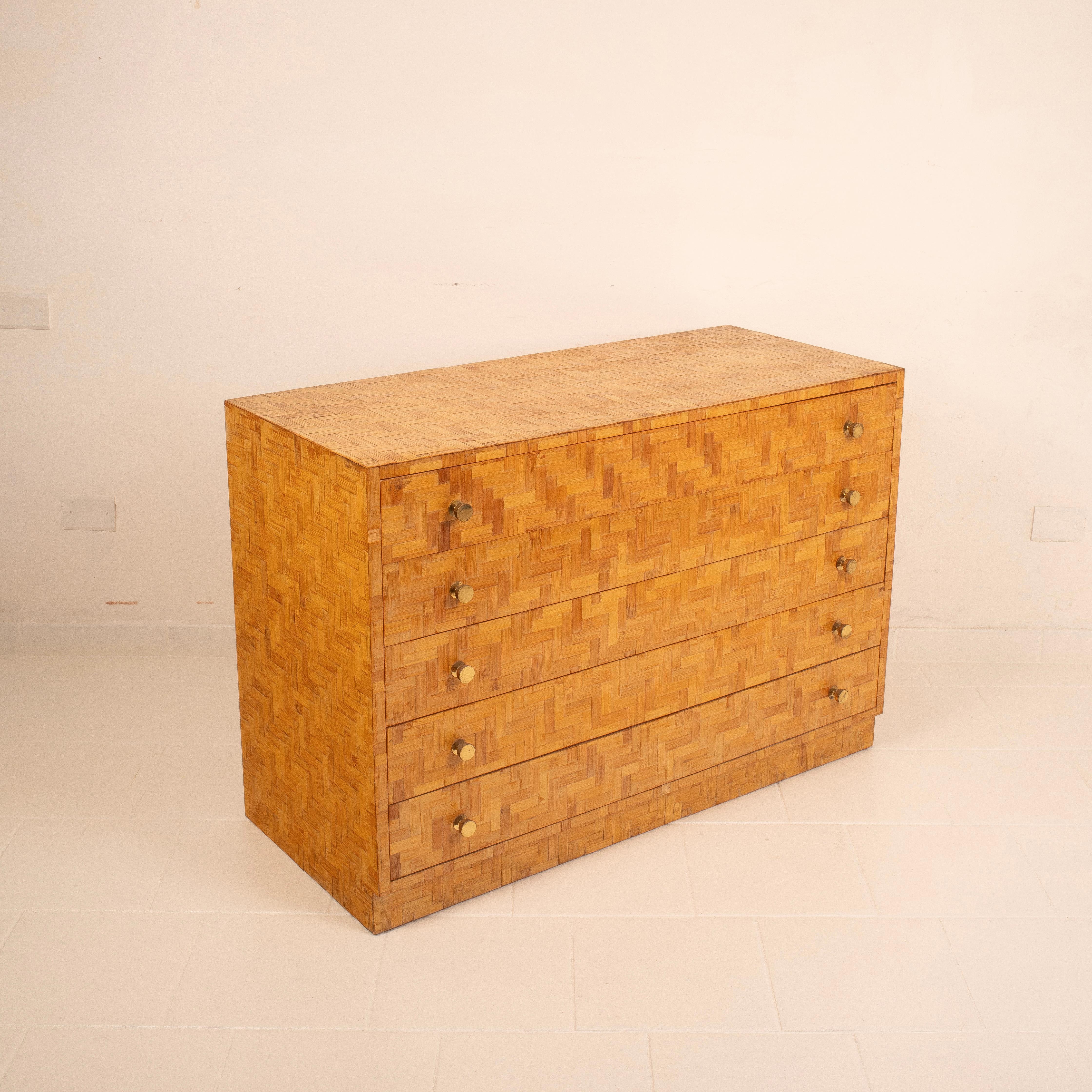 Pressed Bamboo Chest of Drawers by Vivai del Sud, 1970 in vendita 5
