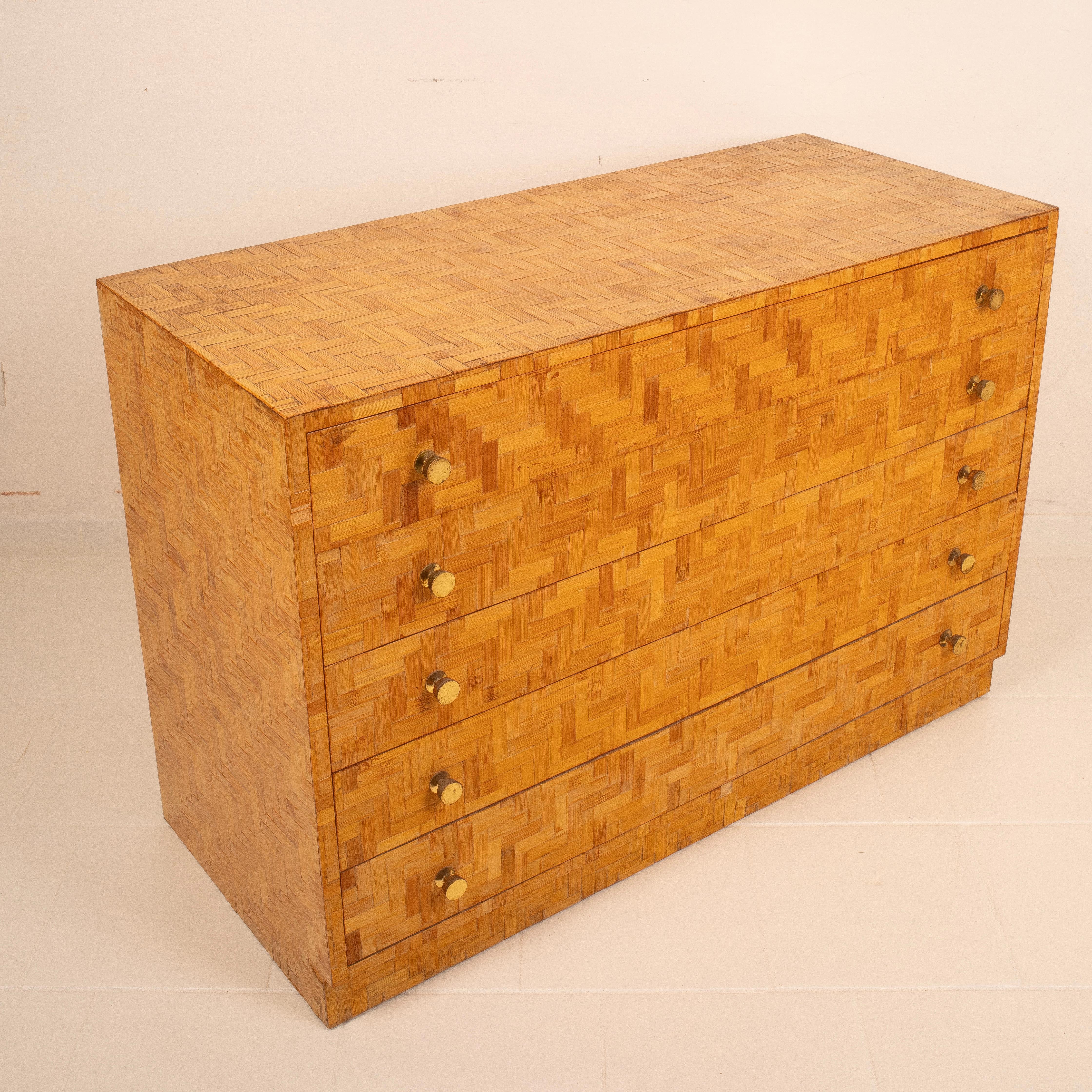 Pressed Bamboo Chest of Drawers by Vivai del Sud, 1970 in vendita 6