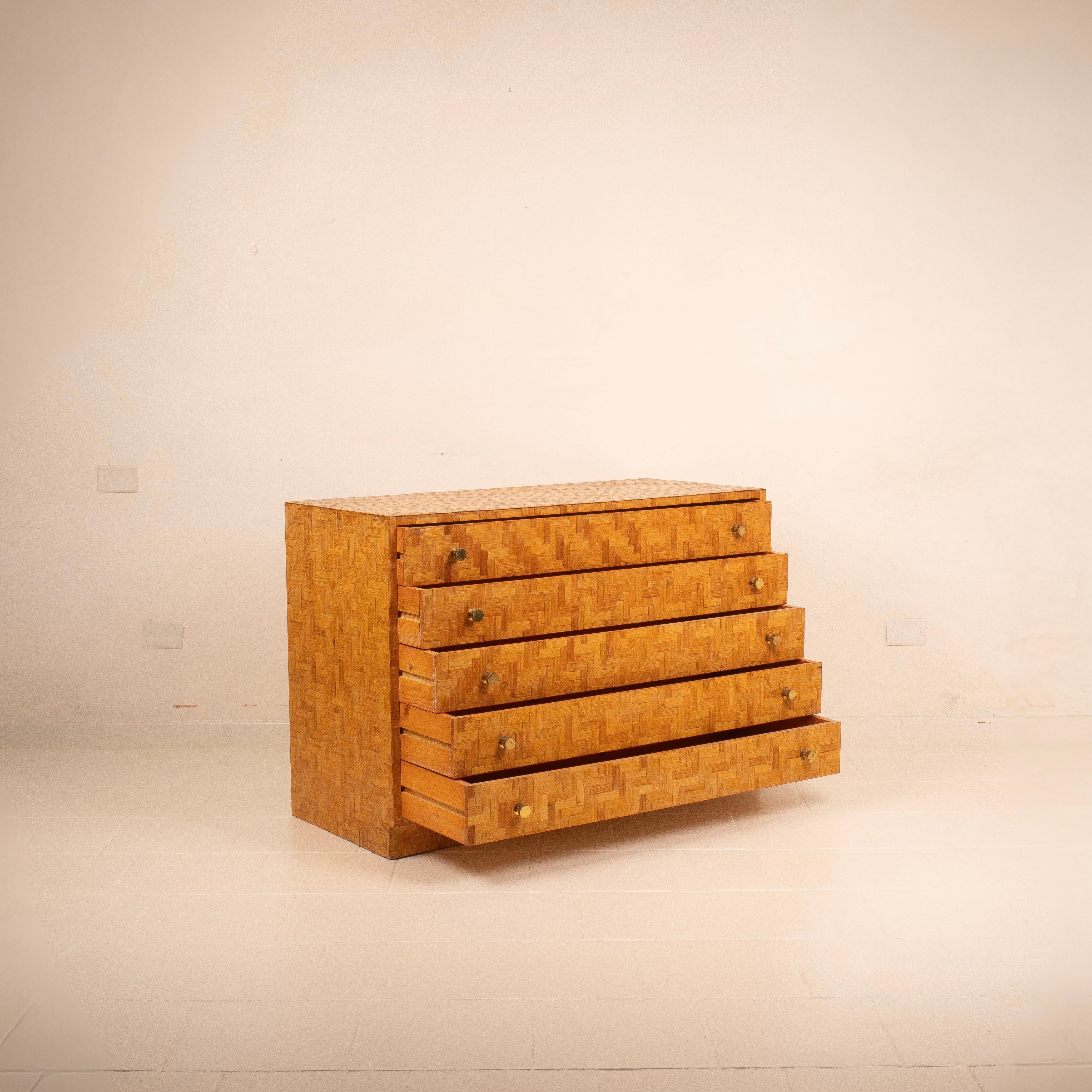 Pressed Bamboo Chest of Drawers by Vivai del Sud, 1970 in vendita 12