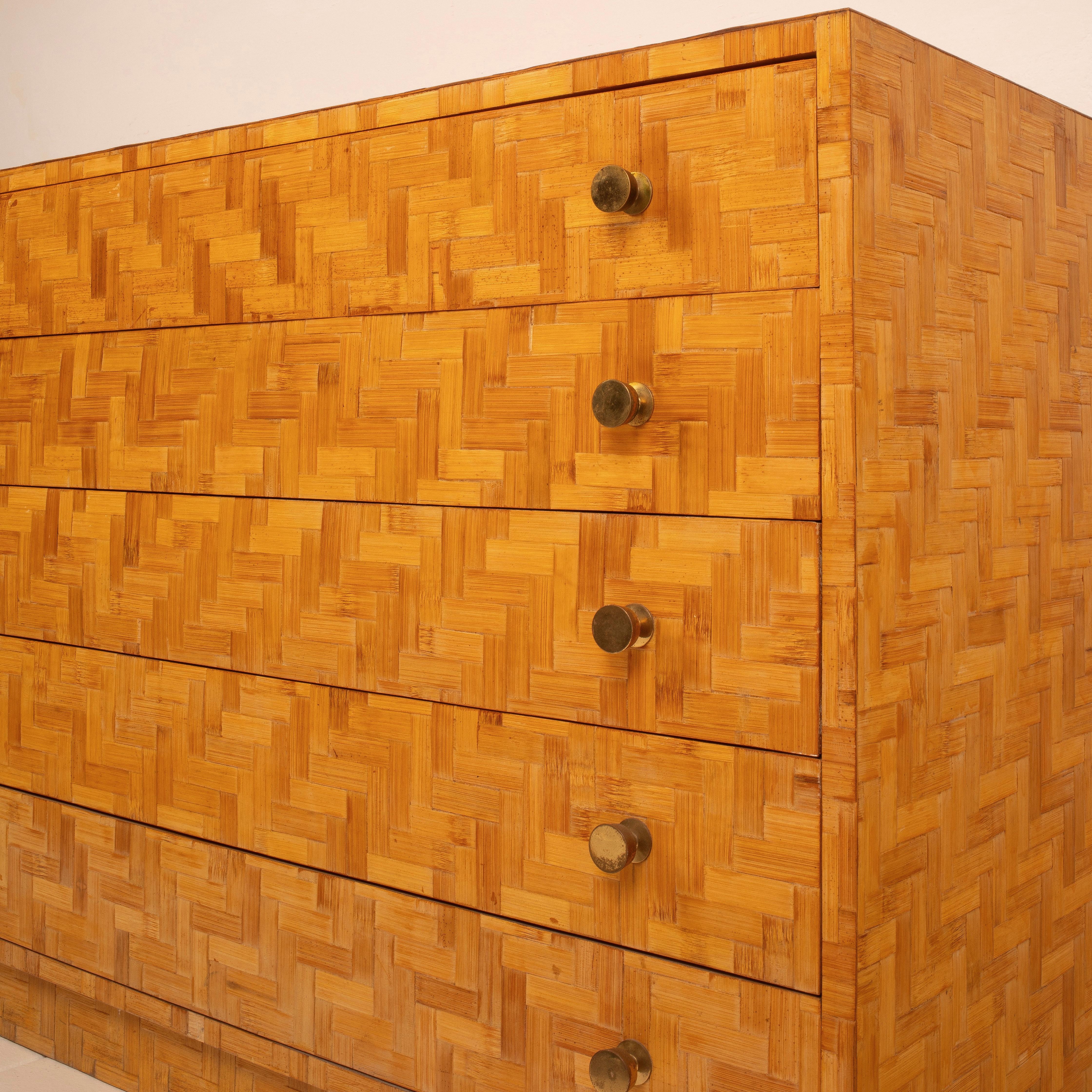 Late 20th Century Pressed Bamboo Chest of Drawers by Vivai del Sud, 1970 in vendita