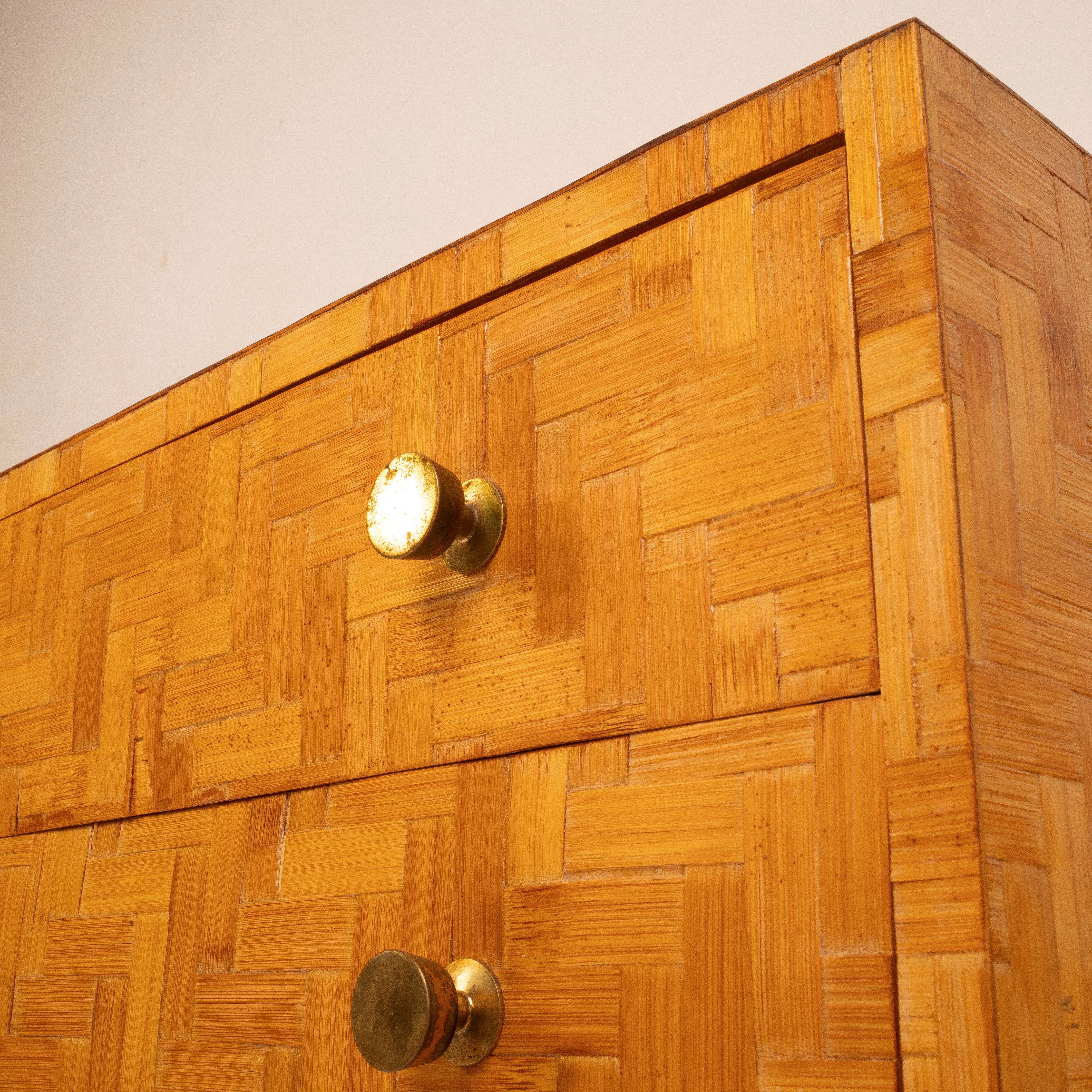 Ottone Pressed Bamboo Chest of Drawers by Vivai del Sud, 1970 in vendita