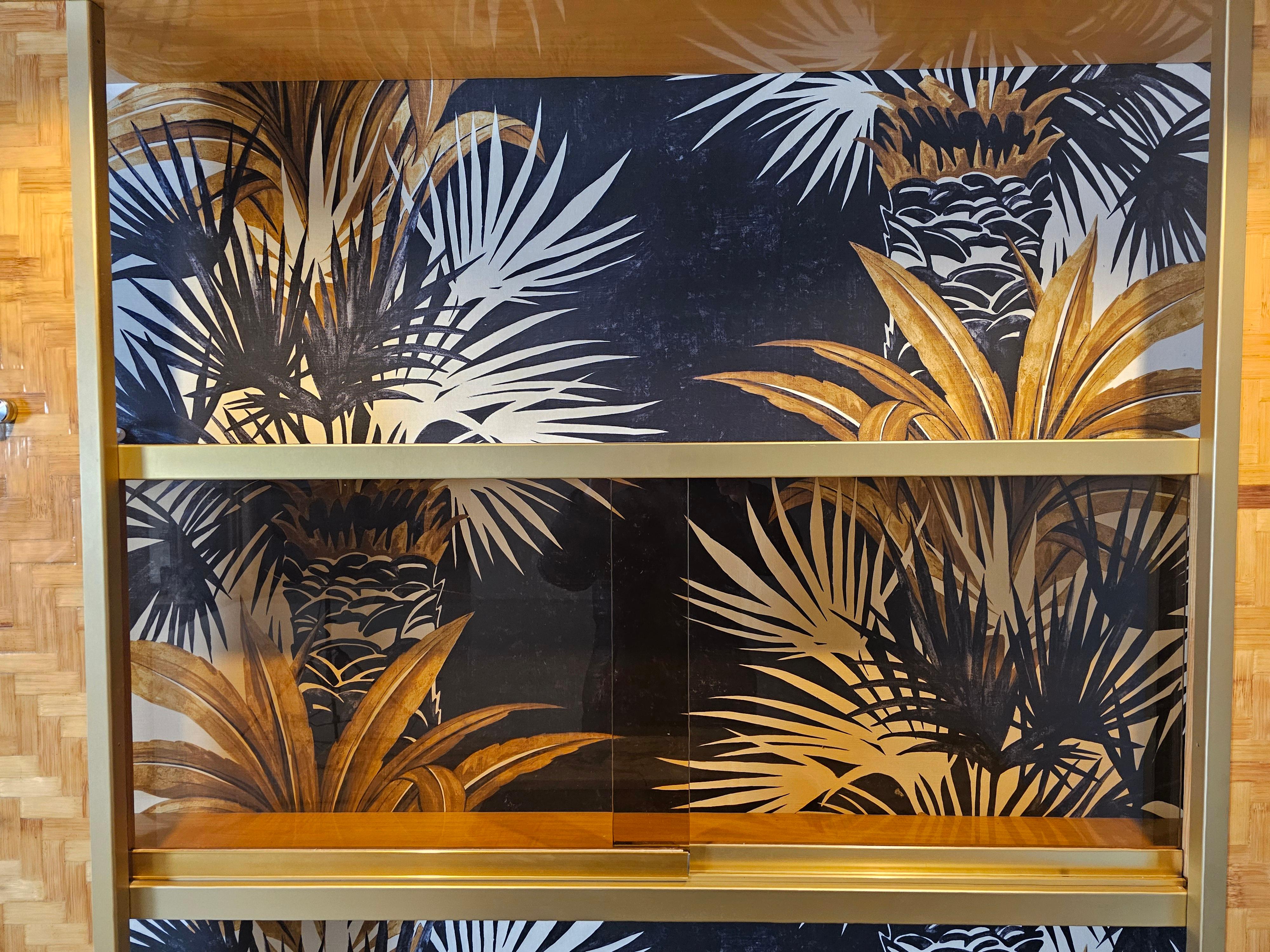 Pressed bamboo dry bar with stools, Italy, 1970s For Sale 7