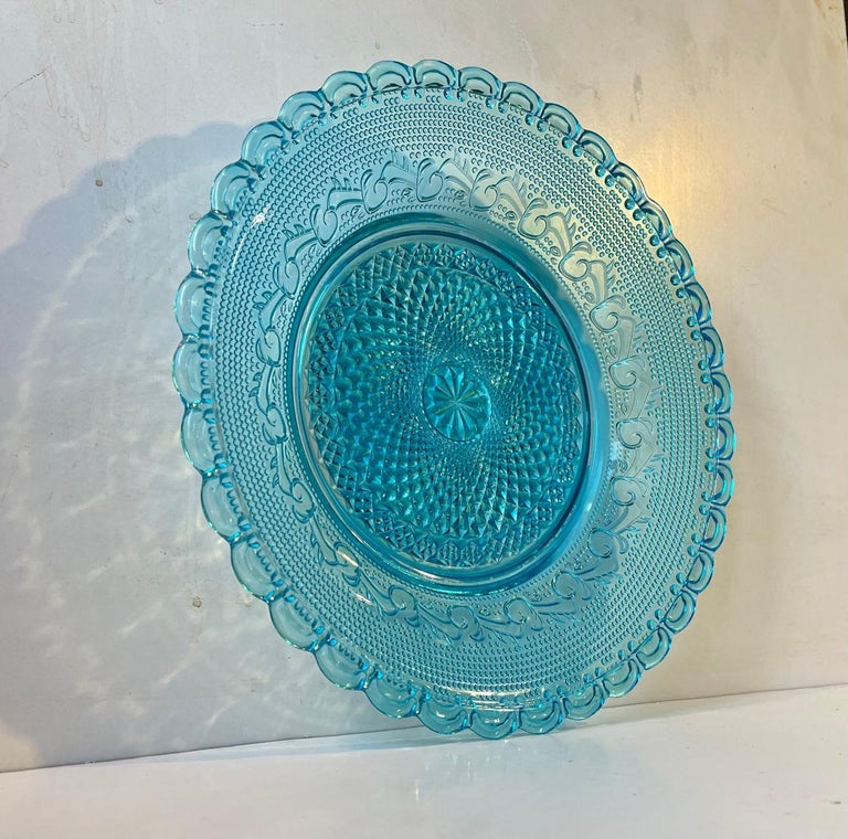 Pressed Blue Uranium Glass Bowl from Holmegaard, 1930s For Sale at 1stDibs