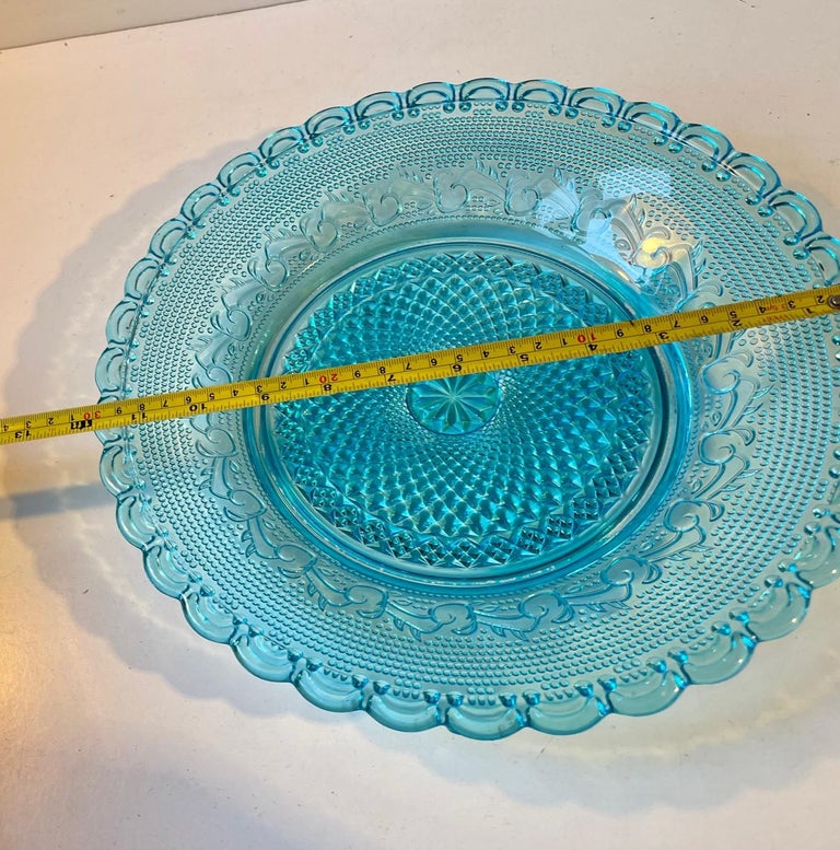 Pressed Blue Uranium Glass Bowl from Holmegaard, 1930s For Sale at 1stDibs