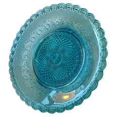 Vintage Pressed Blue Uranium Glass Bowl from Holmegaard, 1930s