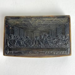 Pressed Bovine Horn-Schnupftabakdose Last Supper Bas-Relief, frühes 19. Jahrhundert, Frankreich