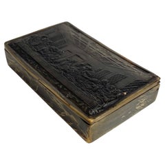 Pressed Bovine Horn Snuff Box Last Supper Bas-Relief, Early 19th Century France