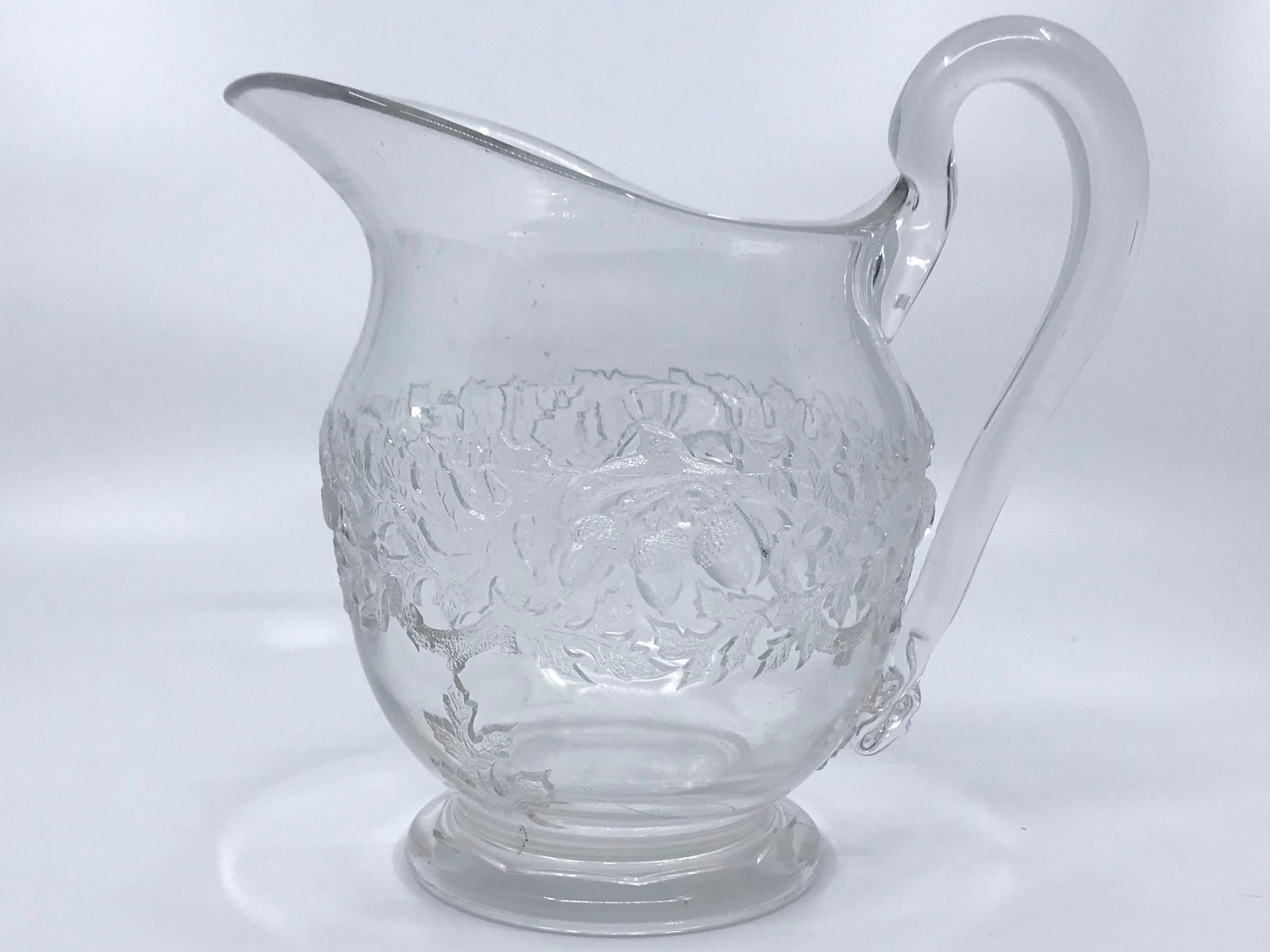 milk glass pitcher with grapes