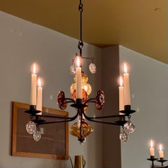 Bernstein-Kronleuchter aus Pressglas Erik Höglund Schweden, 1960er Jahre