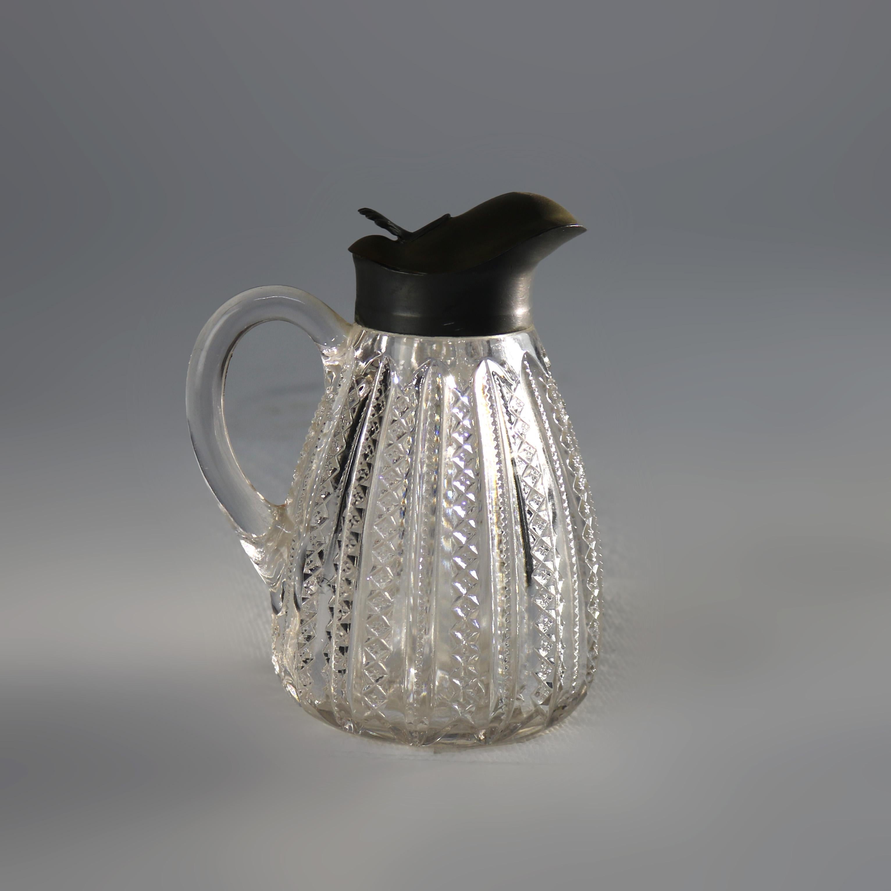 Jarra para jarabe de vidrio prensado con motivo de cremallera C1900 en Bueno estado para la venta en Big Flats, NY