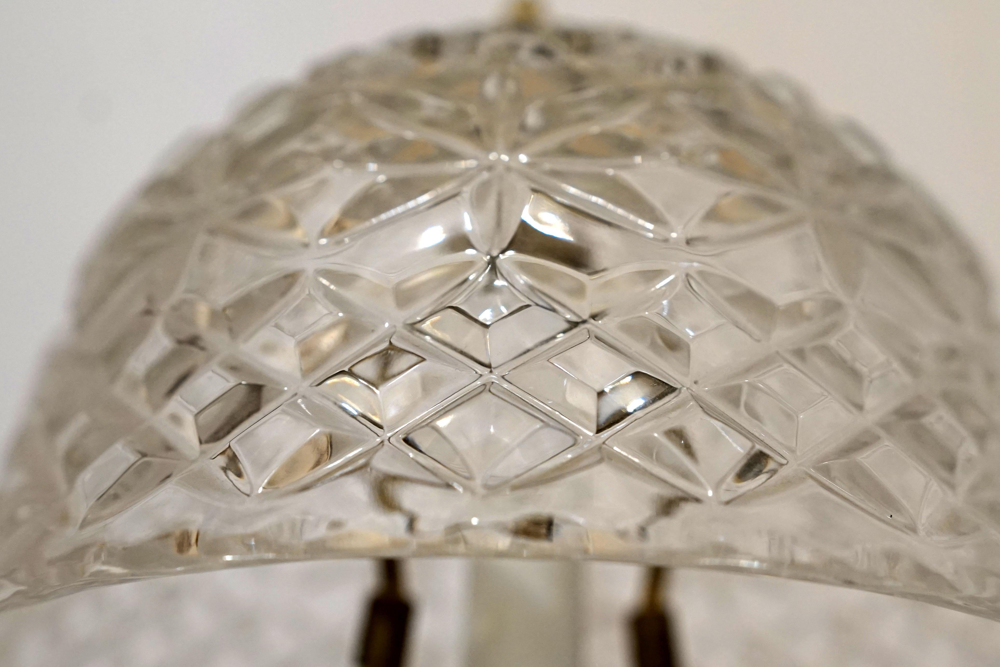 Victorien Lampe de bureau vintage en forme de champignon en cristal plombé pressé en vente