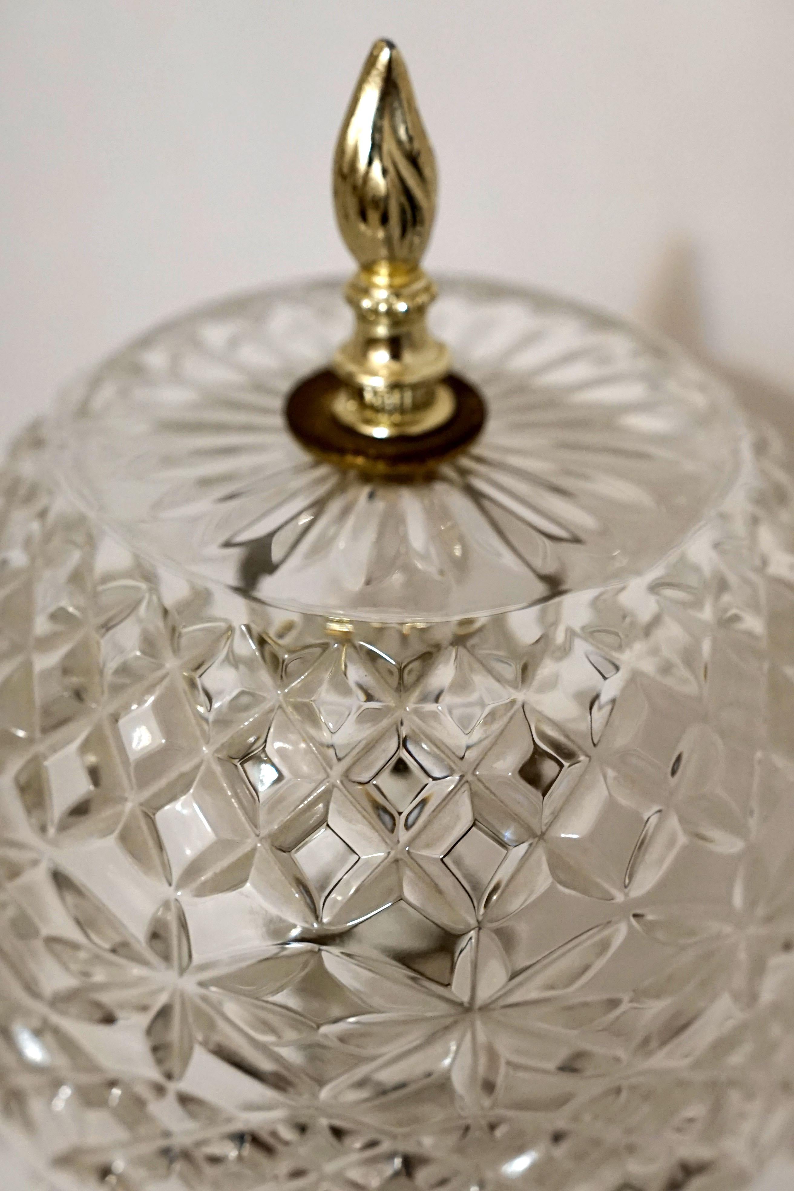 Victorian Pressed Leaded Vintage Crystal Mushroom Shade Form Table Lamp For Sale