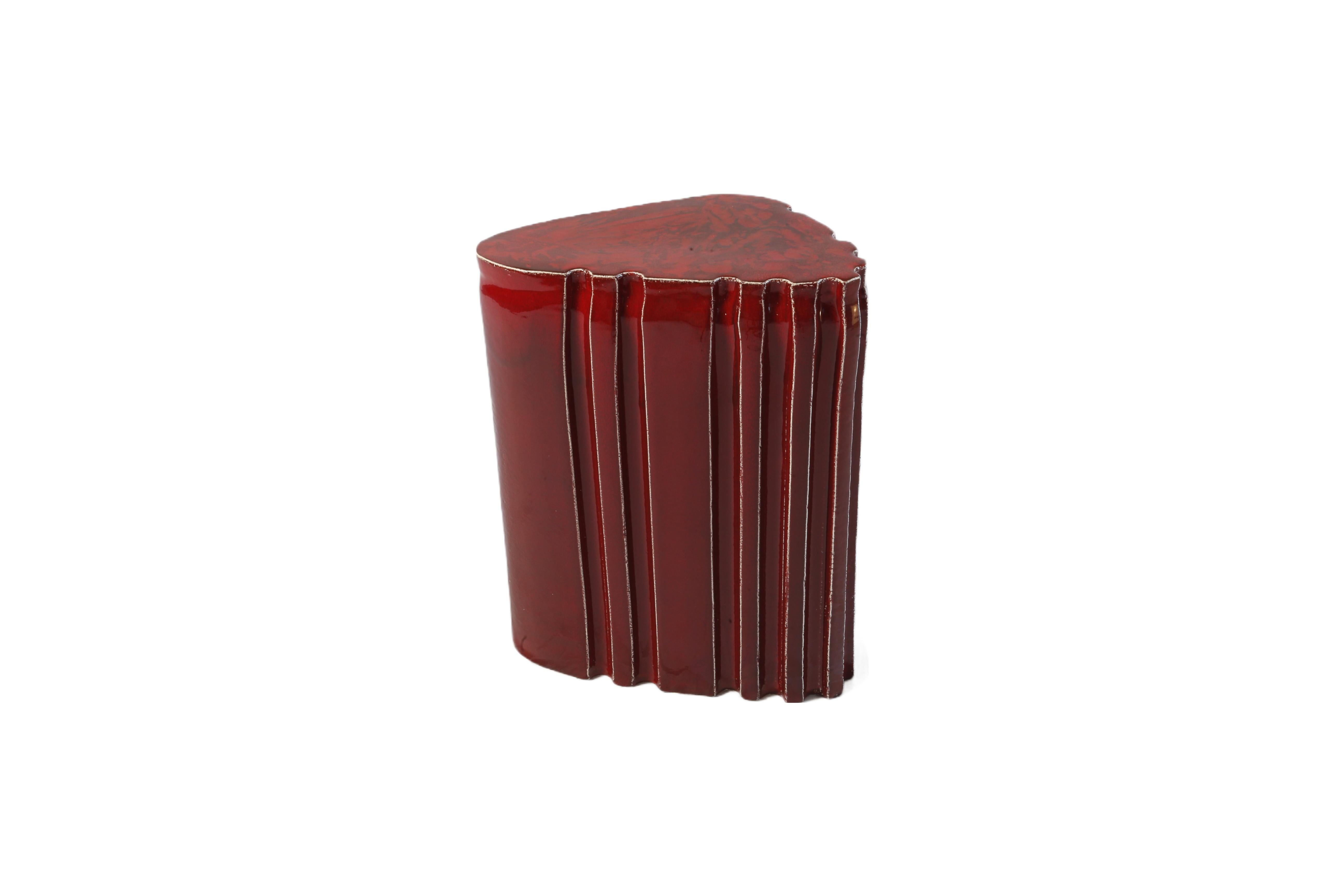 Dutch contemporary ceramic stool red glaze by Floris Wubben For Sale