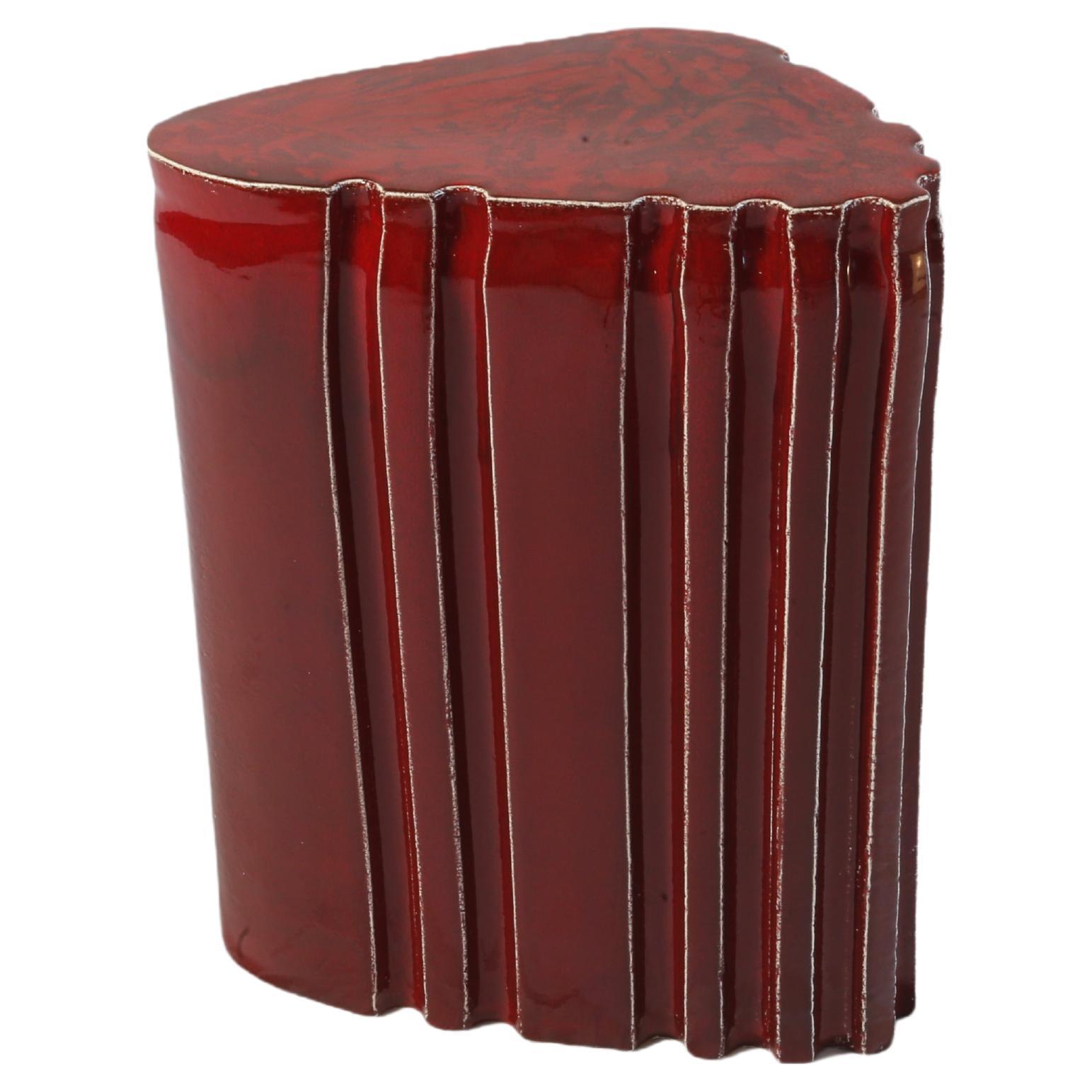contemporary ceramic stool red glaze by Floris Wubben For Sale