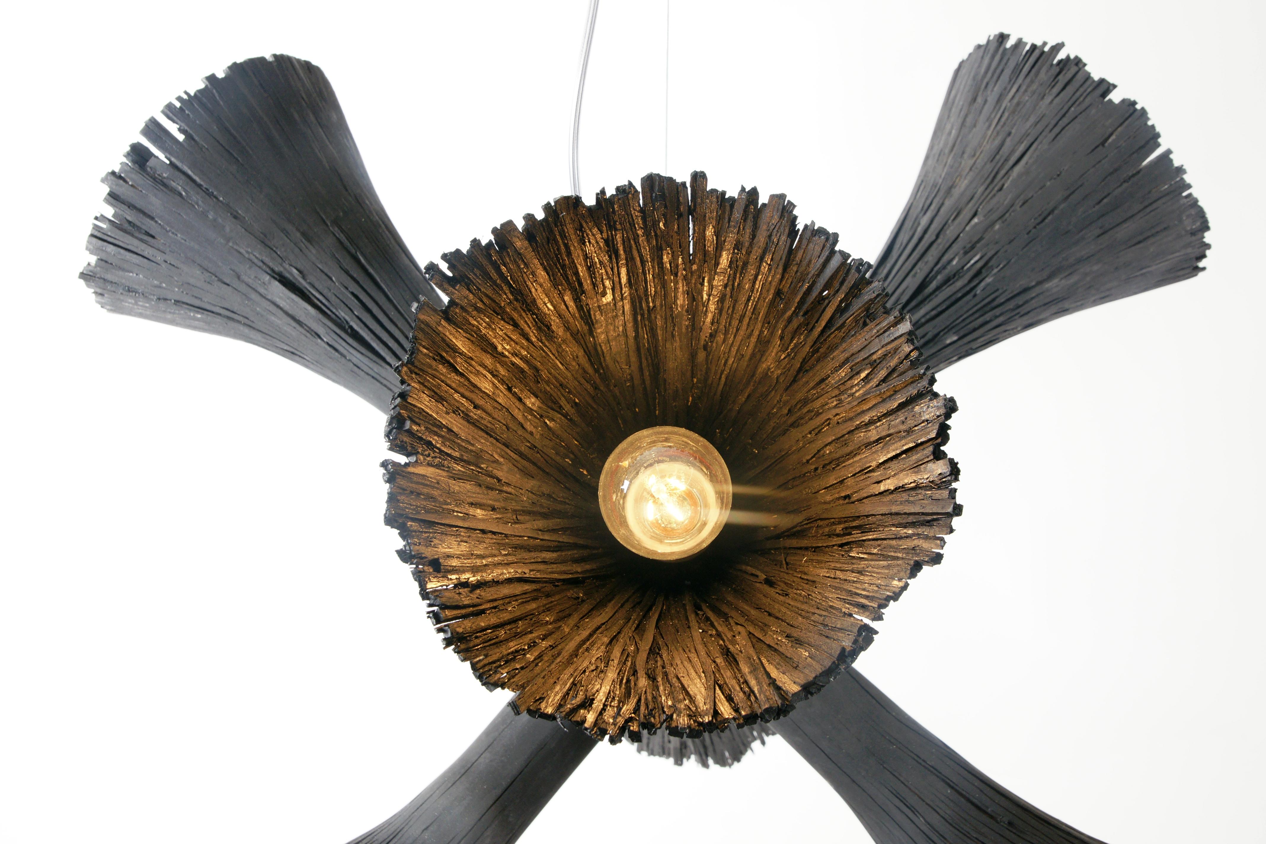 Pressed Wood Chandelier by Johannes Hemann In New Condition In Geneve, CH