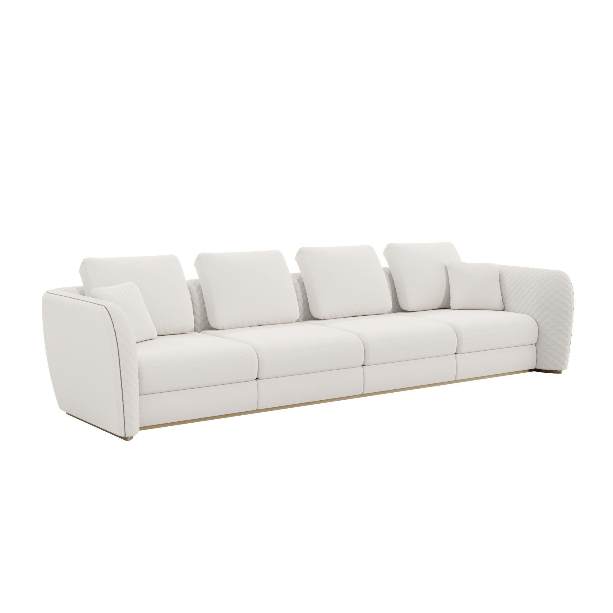 Leather PRESTIGE Modern Modular Sofa with Sculptural Lines and Luxe Upholstery For Sale