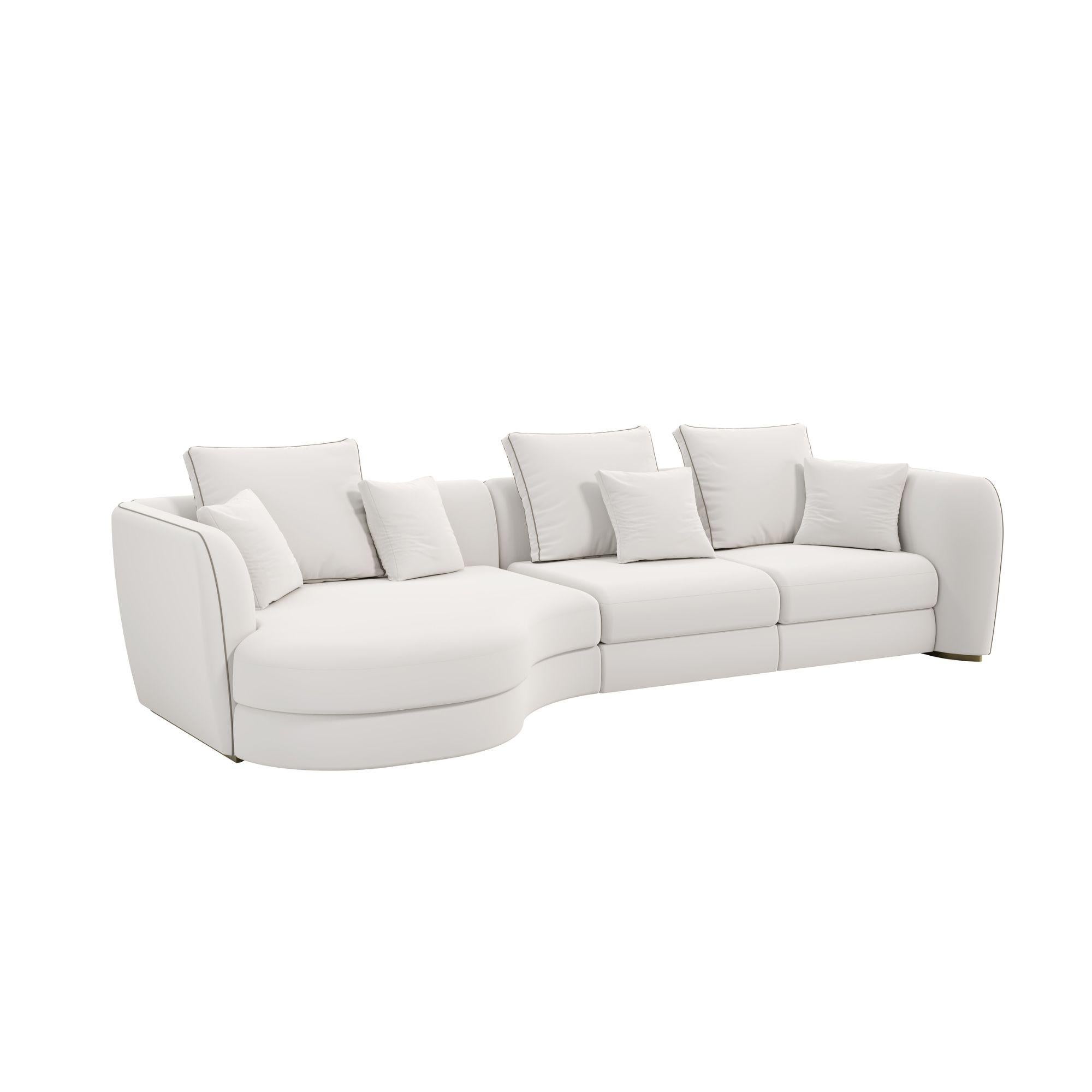 PRESTIGE Modern Modular Sofa with Sculptural Lines and Luxe Upholstery For Sale 1