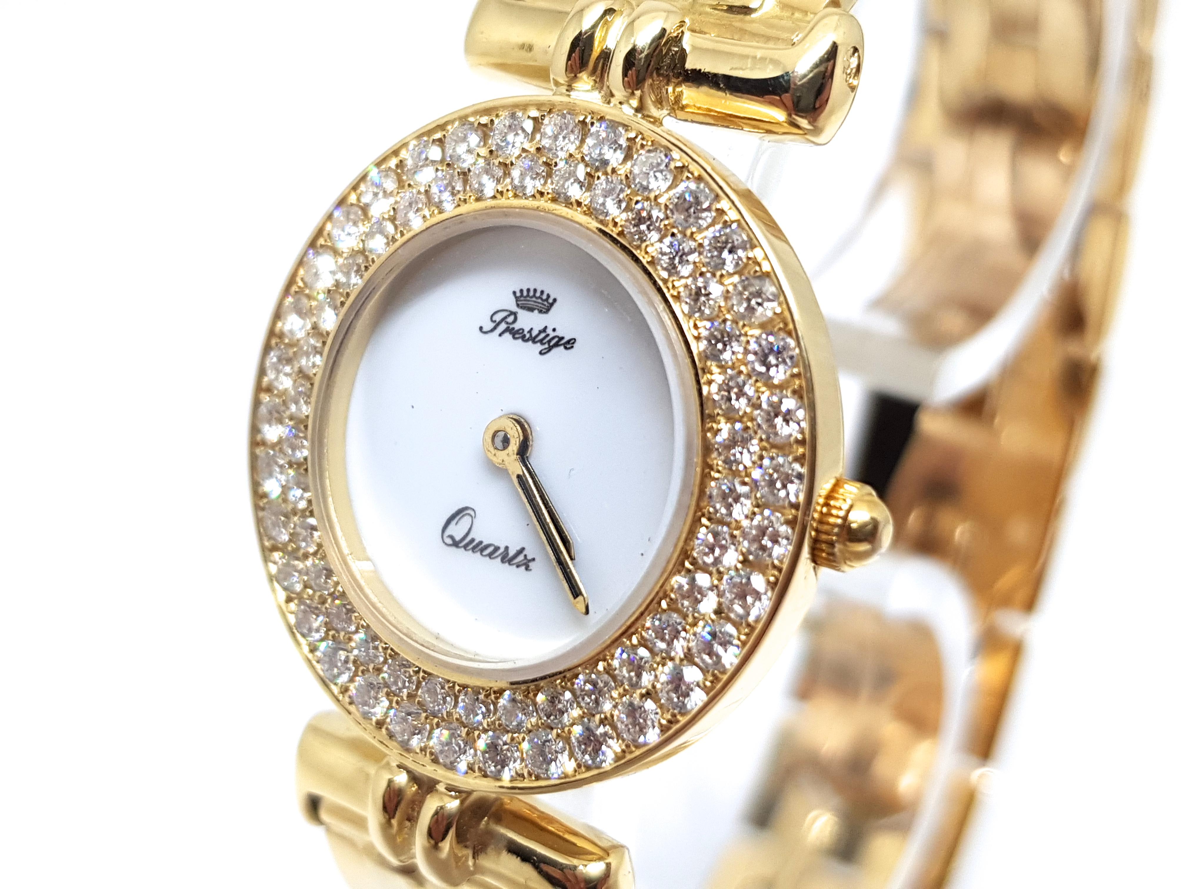 Prestige Watch Yellow Gold Diamonds In New Condition For Sale In Antwerp, BE