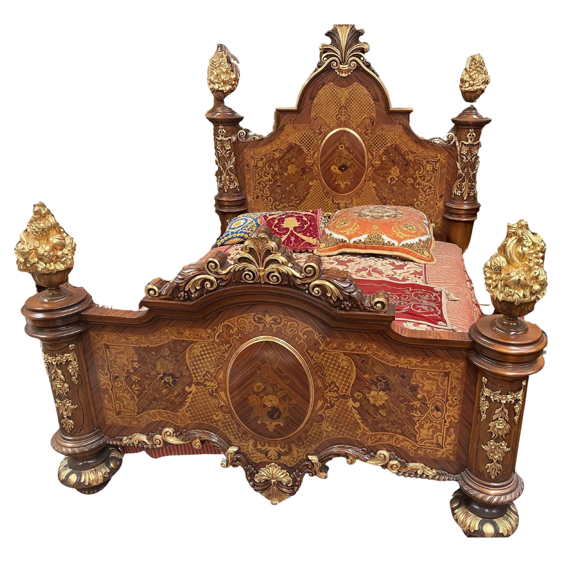 Prestigious and luxury French bed Louis XV style 1970s